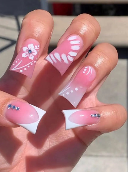 KissICON 10 / CHINA KissIcon Duckbill Pink Leopard Fake Nails Full Cover