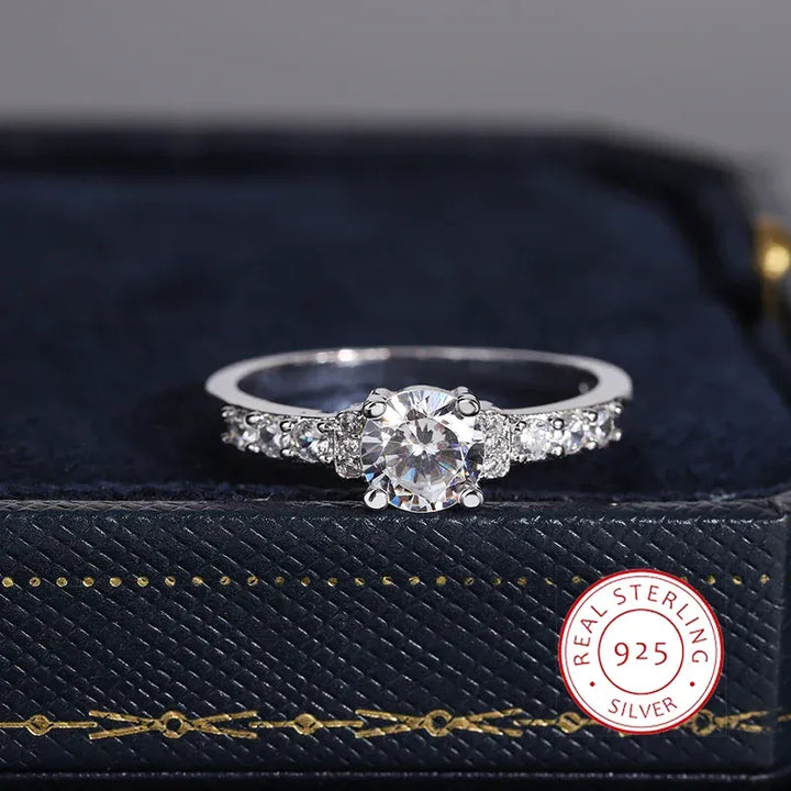 KissIcon 925 Silver Plated Zircon Ring - Classic Shine