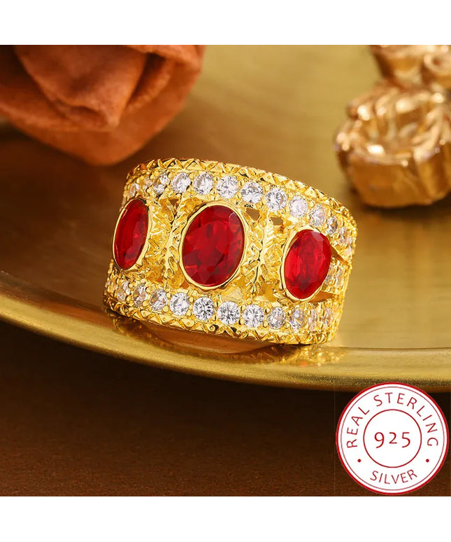 KissICON 10 KissIcon Bohemian Style Ring - Red Ruby Valentines Day Gift