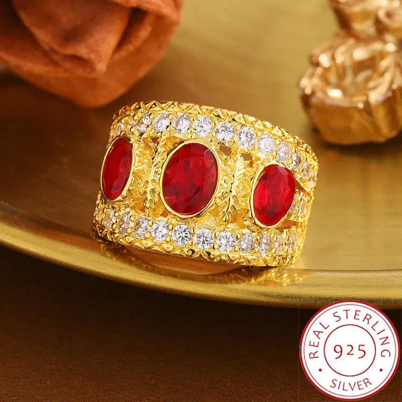 KissICON 10 KissIcon Bohemian Style Ring - Red Ruby Valentines Day Gift