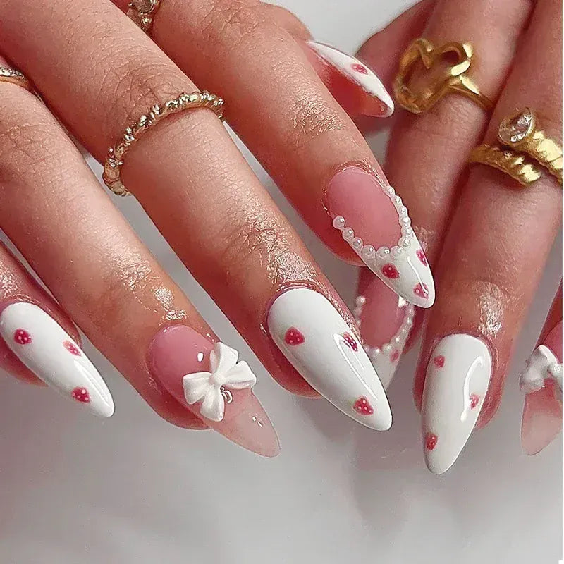 KissICON 10 KissIcon False Nails Press On Almond Flower Bow