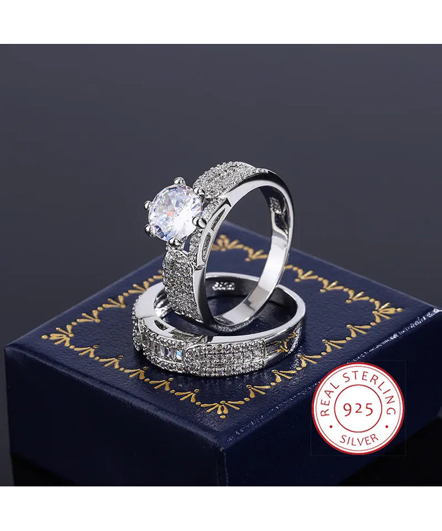 KissICON 10 KissIcon Fashion Womens Two Piece Ring Zircon - Lightweight