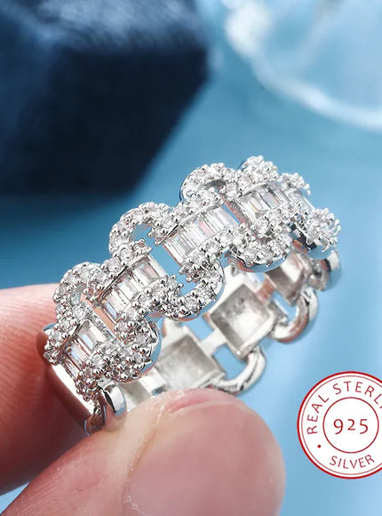 KissICON 10 KissIcon Luxury 925 Silver Ring - Geometric Zircon Stone