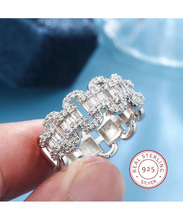 KissICON 10 KissIcon Luxury 925 Silver Ring - Geometric Zircon Stone