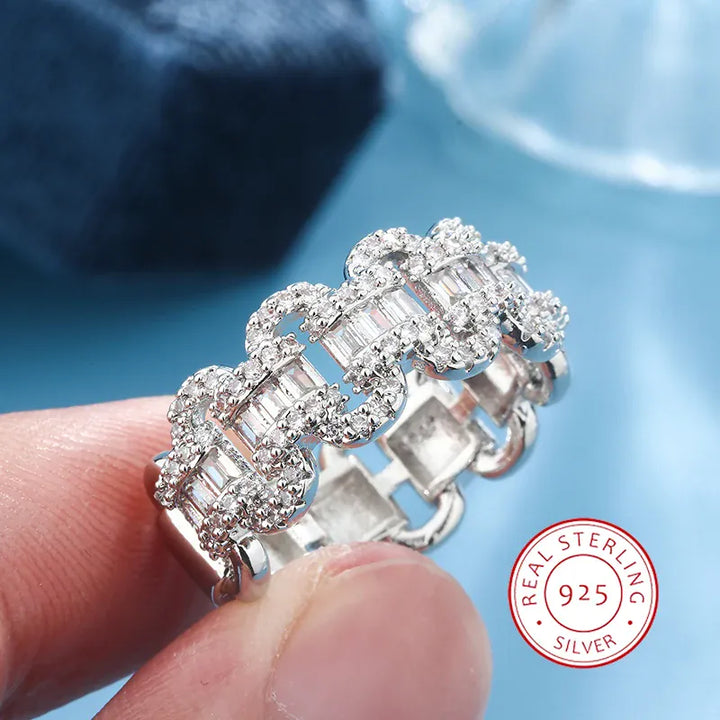 KissIcon Luxury 925 Silver Ring - Geometric Zircon Stone