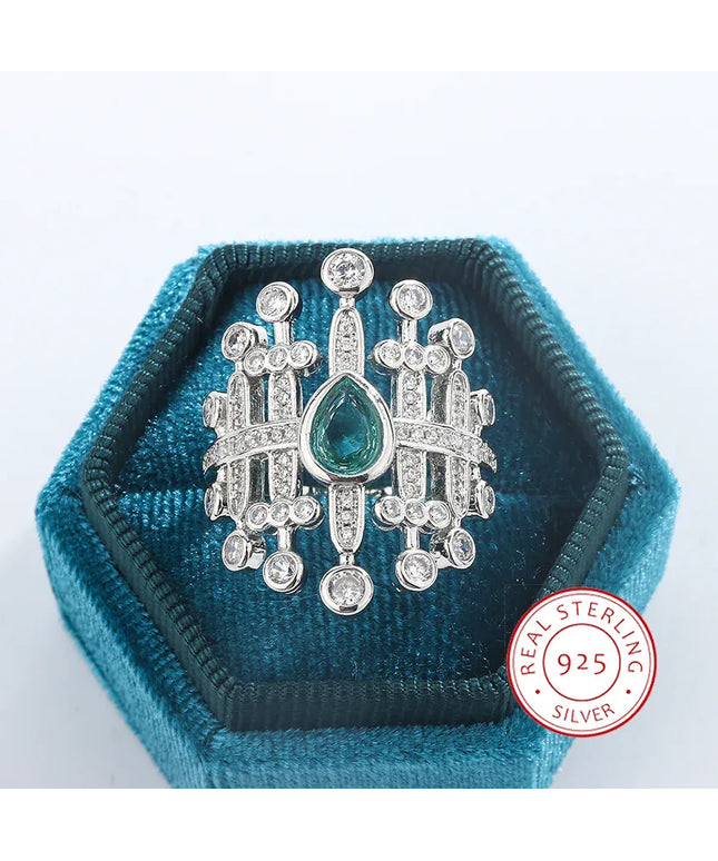 KissICON 10 KissIcon Paraiba Zircon Ring 925 Silver - Party Jewelry