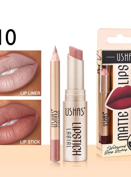 KissICON 10# KissIcon Ushas Lipstick Lipliner Set - Long Lasting