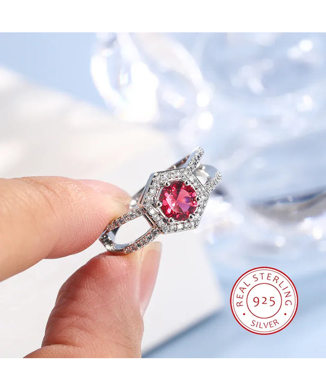 KissICON 10 KissIcon Vintage Red Ruby Zircon Ring - 925 Silver Plated