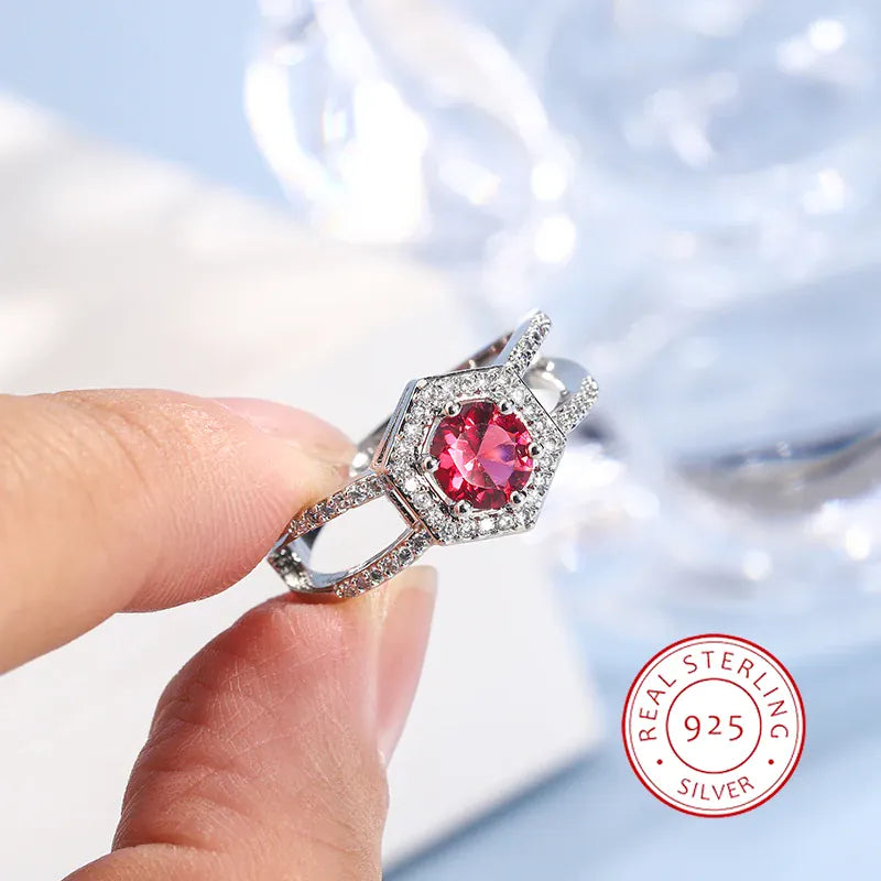 KissICON 10 KissIcon Vintage Red Ruby Zircon Ring - 925 Silver Plated