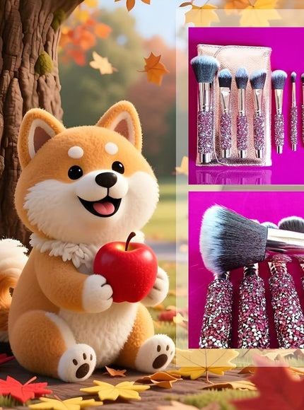 KissICON 10 Pink Makeup Brushes + 1 Brush Bag Pink Rhinestone Makeup Brush Set – Pouch