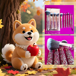 KissICON 10 Pink Makeup Brushes + 1 Brush Bag Pink Rhinestone Makeup Brush Set – Pouch