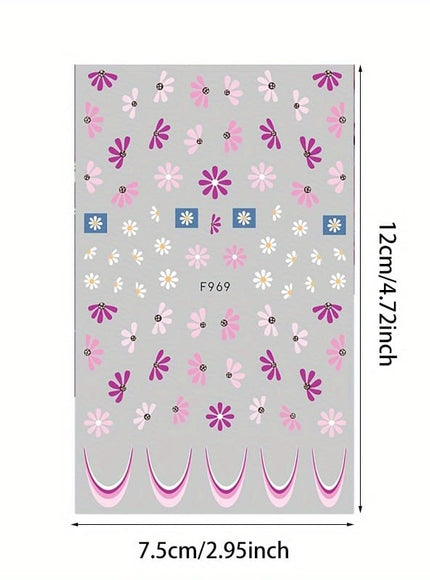 KissICON 10 Sheets KissIcon Floral Daisy Nail Art Stickers - Self