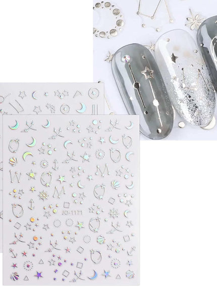 KissICON 10 Sheets KissIcon Nail Stickers Self Adhesive Glitter Hearts -