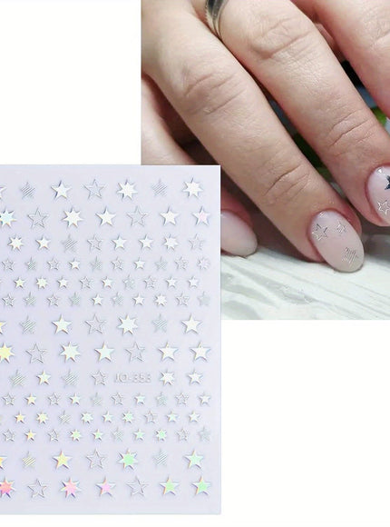 KissICON 10 Sheets KissIcon Nail Stickers Self Adhesive Glitter Hearts -