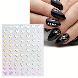 KissICON 10 Sheets KissIcon Nail Stickers Self Adhesive Glitter Hearts -
