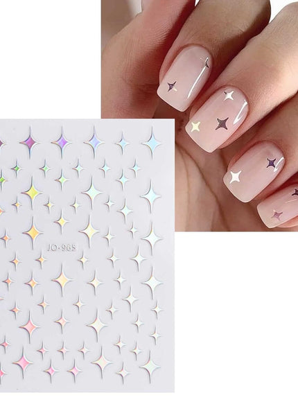 KissICON 10 Sheets KissIcon Nail Stickers Self Adhesive Glitter Hearts -
