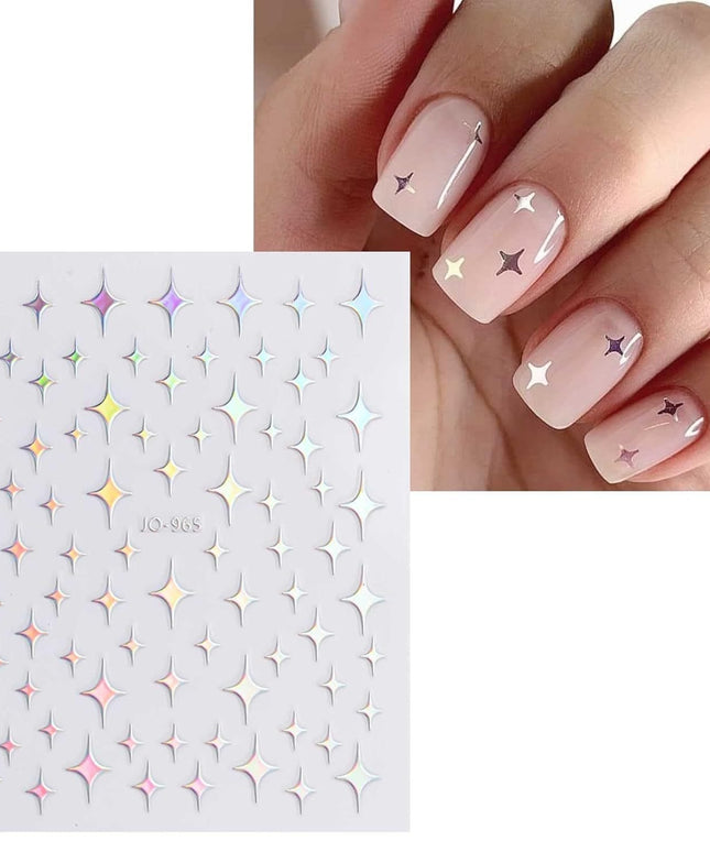 KissICON 10 Sheets KissIcon Nail Stickers Self Adhesive Glitter Hearts -