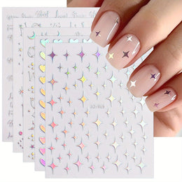 KissICON 10 Sheets KissIcon Nail Stickers Self Adhesive Glitter Hearts -