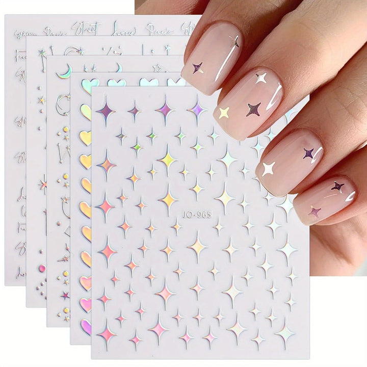 KissIcon Nail Stickers Self Adhesive Glitter Hearts -