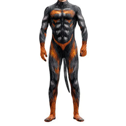 KissICON 10 / XXL Halloween Costume  Adult Mens Wild Animal Cosplay Costume Full Cover 3D Print Beast Petsuit Jumpsuit Bodysuit Tail