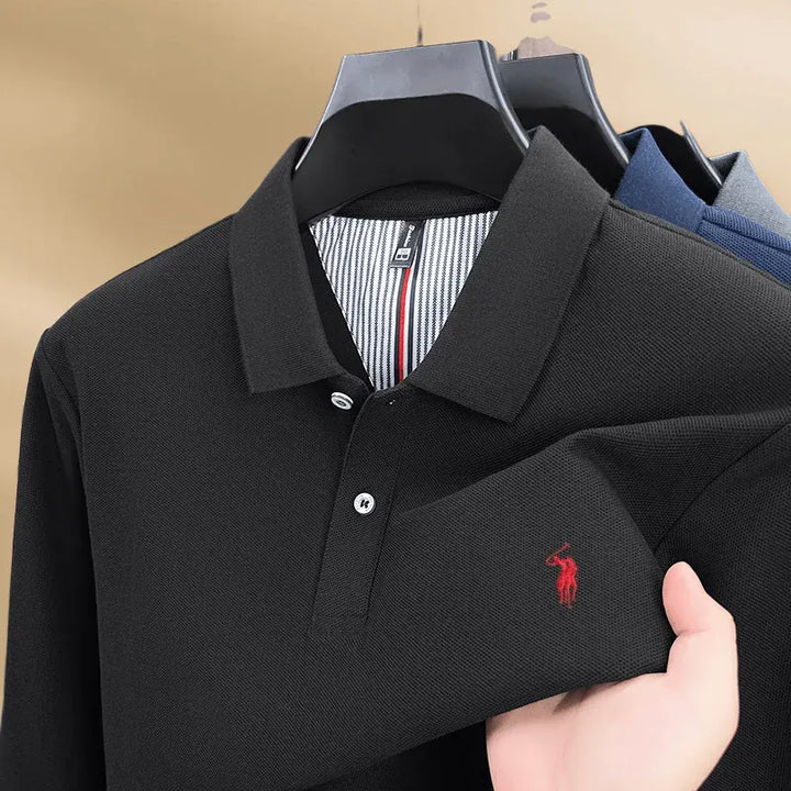 100% cotton spring and autumn new men's long sleeved casual comfortable fashion brand polo shirt exquisite pony embroidery top