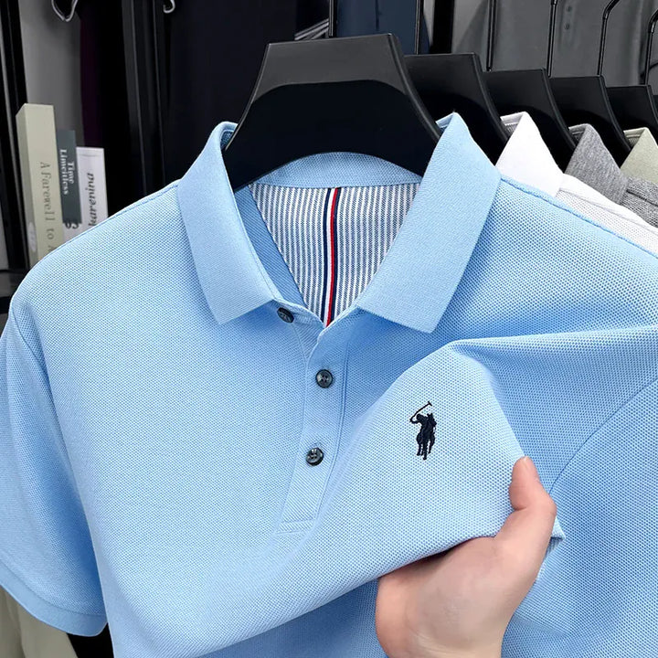 100% pure cotton short sleeved men's polo shirt summer fashion high-end brand pony embroidery golf top casual business T-shirt