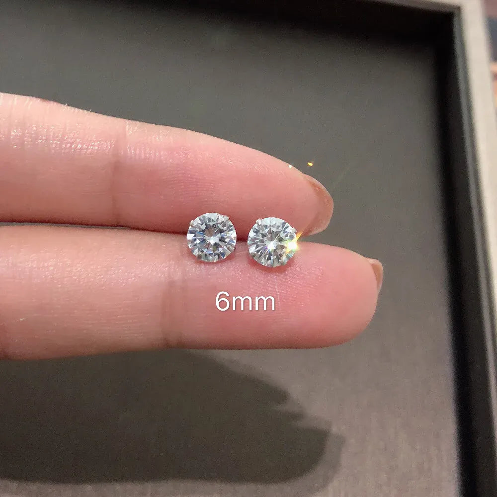 KissICON 100% Real 925 Sterling Silver Jewelry Women Fashion Cute Tiny Clear Crystal CZ Stud Earrings Gift for Girls Teens Lady
