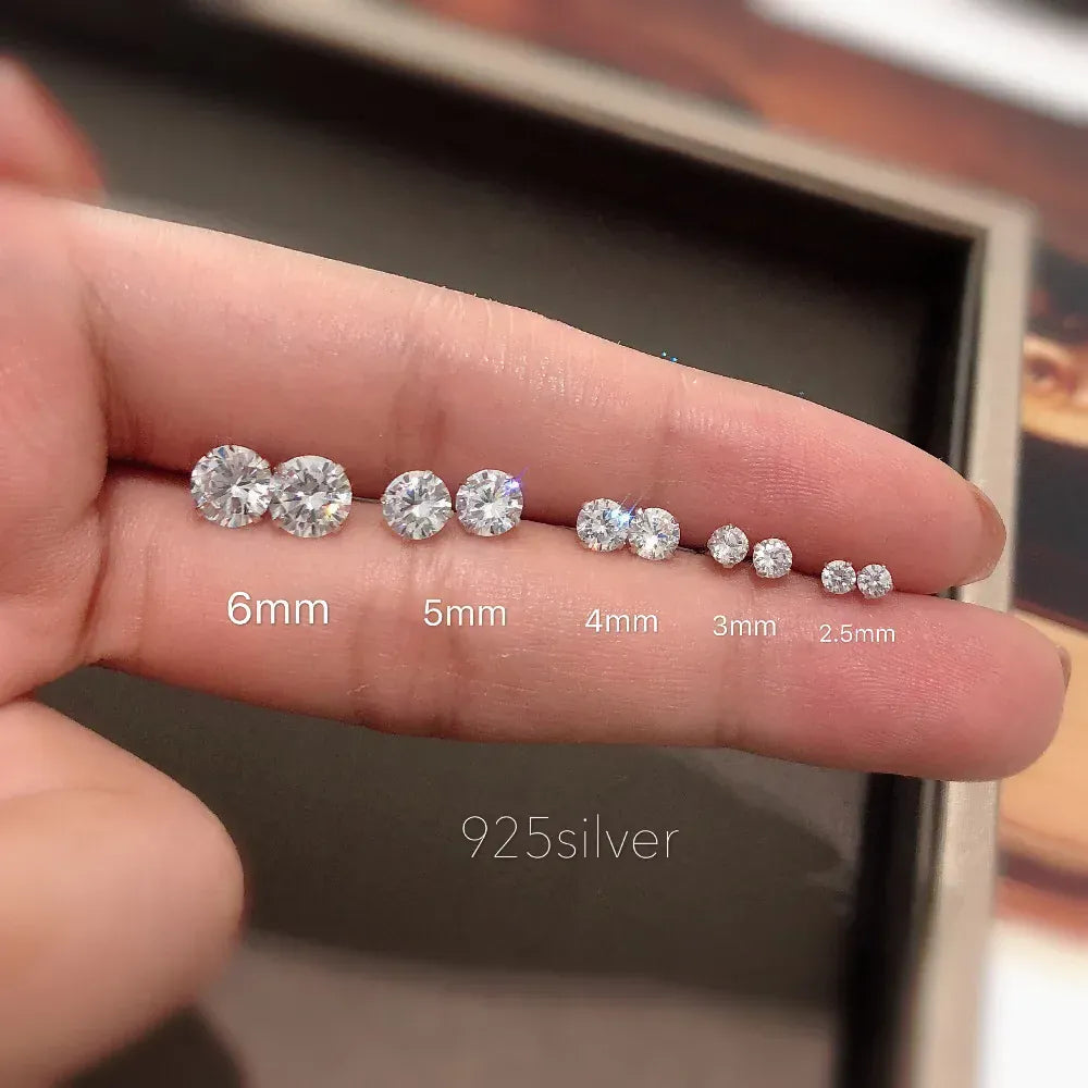 KissICON 100% Real 925 Sterling Silver Jewelry Women Fashion Cute Tiny Clear Crystal CZ Stud Earrings Gift for Girls Teens Lady
