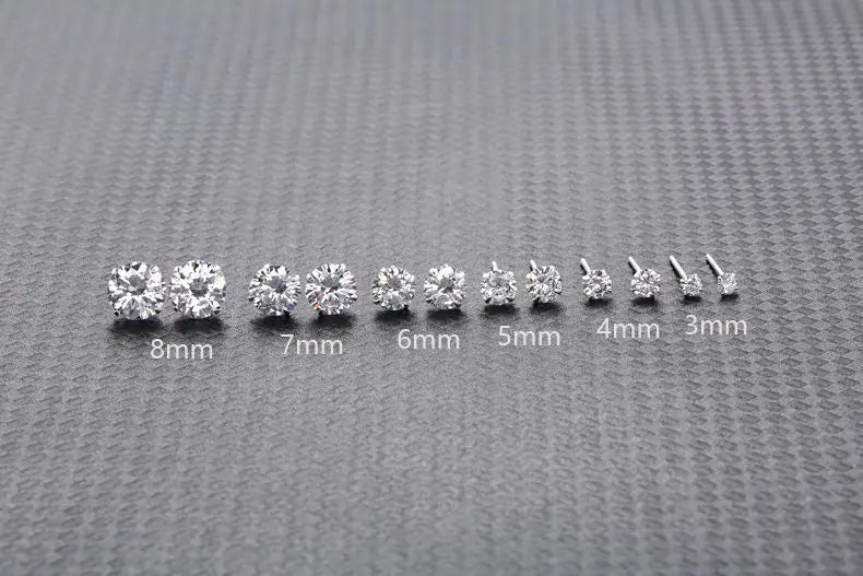 KissICON 100% Real 925 Sterling Silver Jewelry Women Fashion Cute Tiny Clear Crystal CZ Stud Earrings Gift for Girls Teens Lady