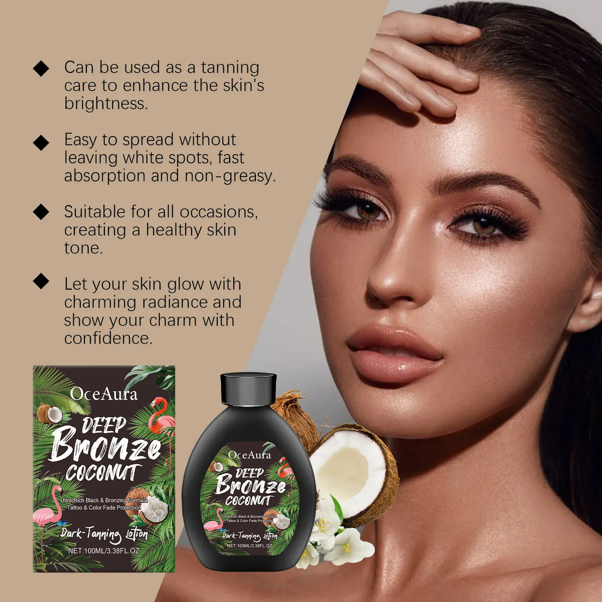 KissICON 100ml Boxed KissIcon Coconut Tanning Lotion - Hydrates Bronze Glow