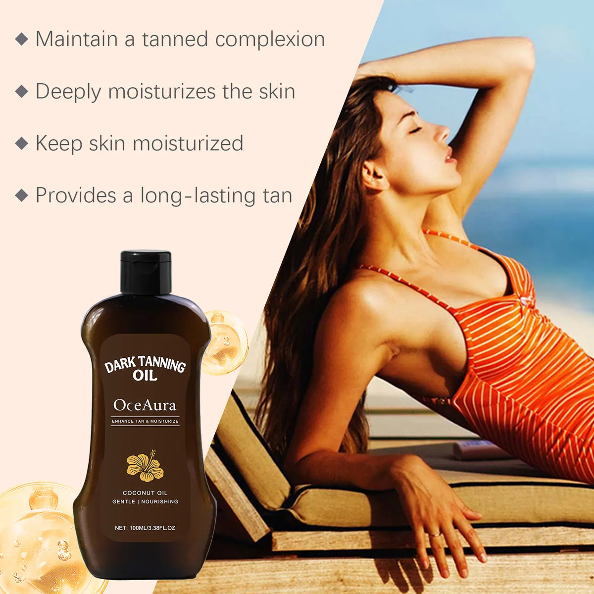 KissICON 100ml Boxed Self Tanner Oil Tanned Intensifier Bronzer Glow Hydrating