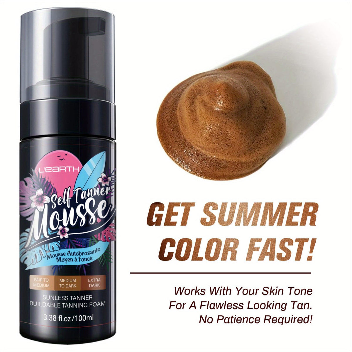 KissICON 100ml Hydrating Streakfree Selftanner Mousse Sunkissed Glow