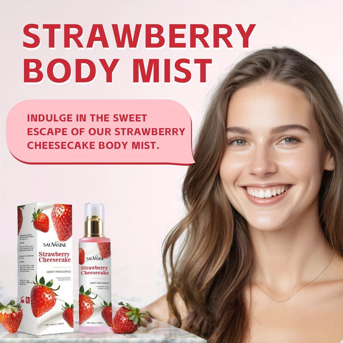 KissICON 100ml Ladys Strawberry Mist Longlasting Scent Perfect