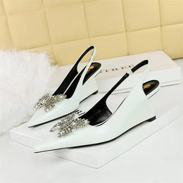 KissICON 1097-K53 White / 38 / CHINA New Wedges Patent Leather Shallow Pointed Toe High