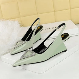 KissICON 1097-K63 Gray / 35 / CHINA Wedges Women Shoes High Heel Shallow Pointed Toe