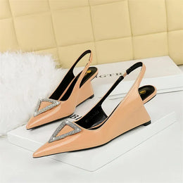 KissICON 1097-K63 Nude / 35 / CHINA Wedges Women Shoes High Heel Shallow Pointed Toe