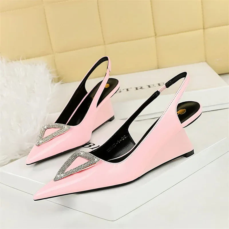 KissICON 1097-K63 Pink / 35 / CHINA Wedges Women Shoes High Heel Shallow Pointed Toe