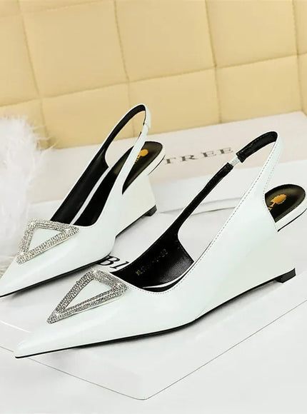 KissICON 1097-K63 White / 37 / CHINA Wedges Women Shoes High Heel Shallow Pointed Toe