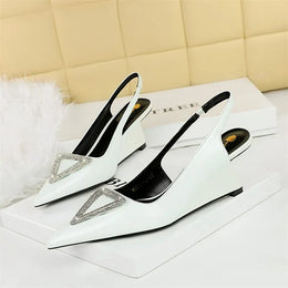 KissICON 1097-K63 White / 37 / CHINA Wedges Women Shoes High Heel Shallow Pointed Toe