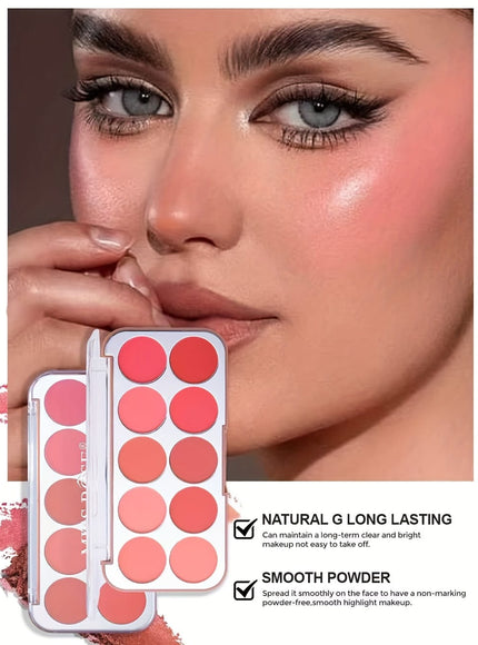 KissICON 10color Lightweight Buildable Powder Blush Palette