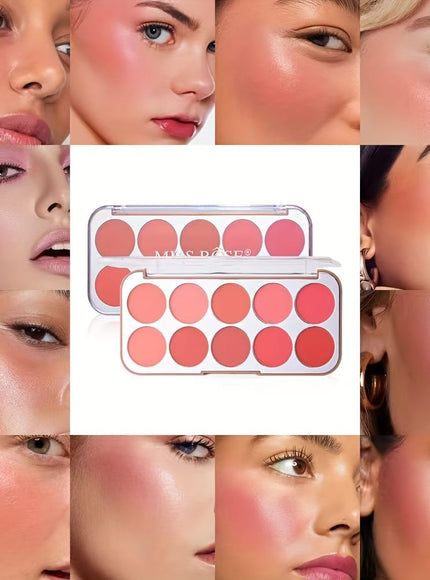 KissICON 10color Lightweight Buildable Powder Blush Palette
