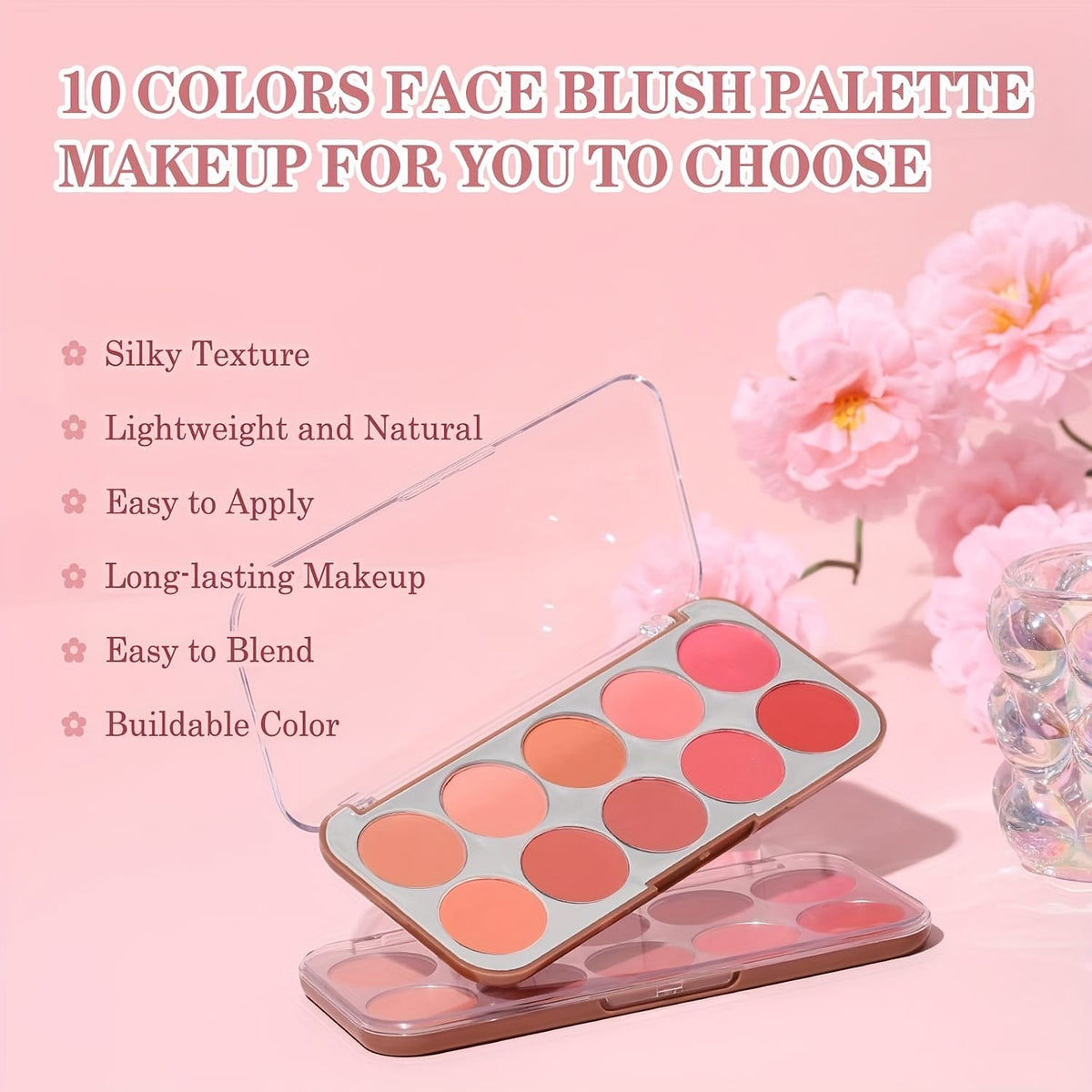 KissICON 10color Lightweight Buildable Powder Blush Palette