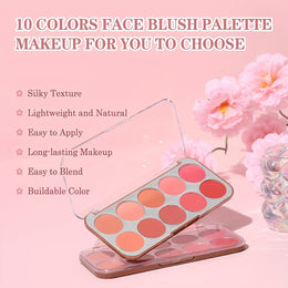 KissICON 10color Lightweight Buildable Powder Blush Palette