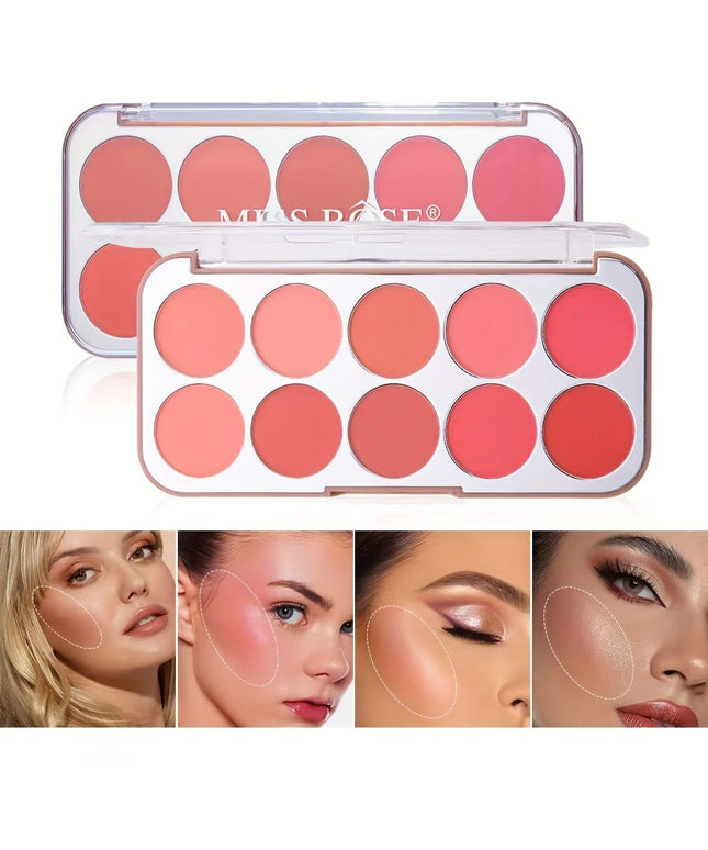 KissICON 10color Lightweight Buildable Powder Blush Palette