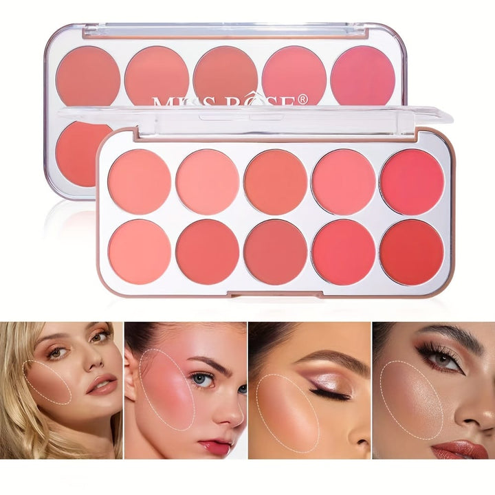 10color Lightweight Buildable Powder Blush Palette