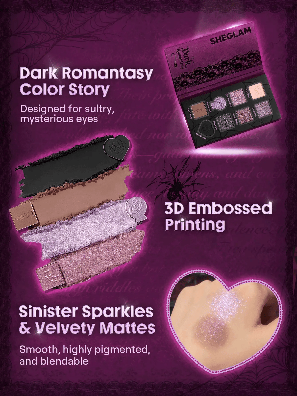 KissICON 10g SHEGLAM Dark Romantasy Eyeshadow Palette