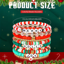 KissICON 10pcs Christmas bracelets Festive 10piece Christmas Bracelet – Pack Merry Messages