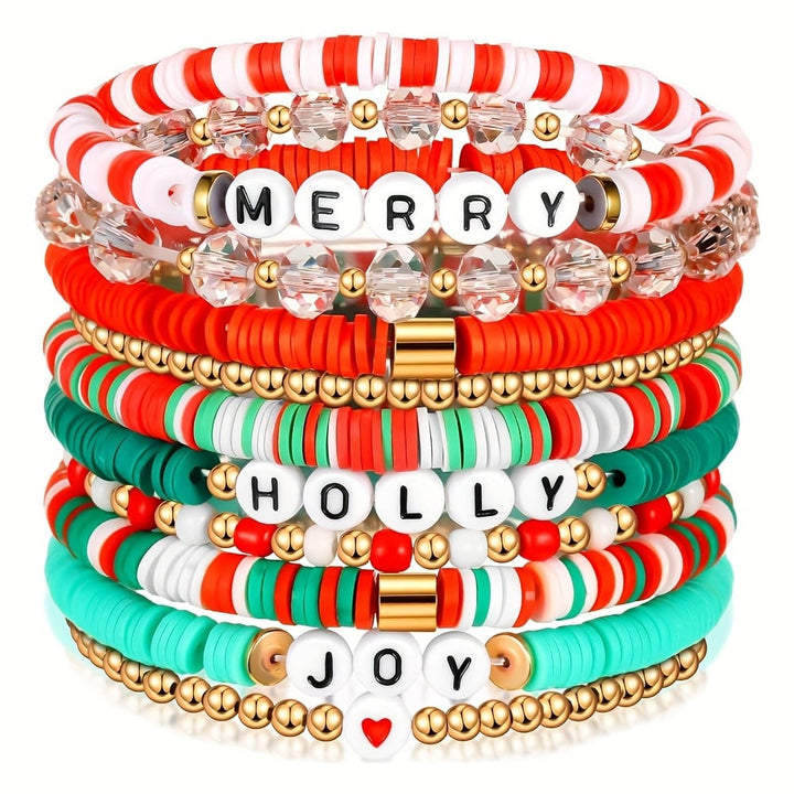 Festive 10piece Christmas Bracelet – Pack Merry Messages