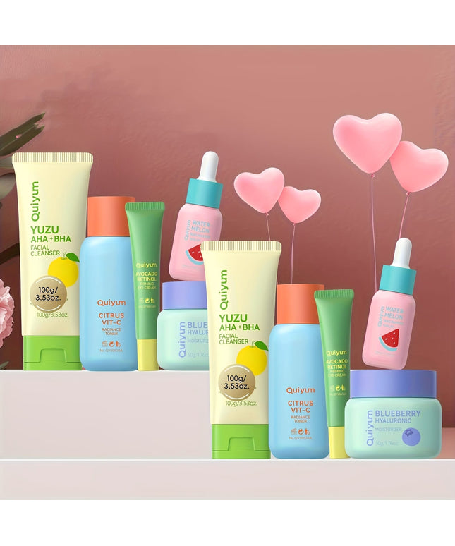 KissICON 10pcs Fruitpowered Glow 5piece Skincare Kit Radiant