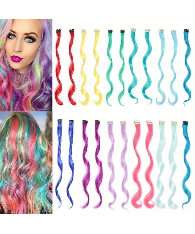 KissICON 11 Colors 22 Pcs In Set / 18inch Colorful Clip In Hair Extensions 22Pcs 11 Colors